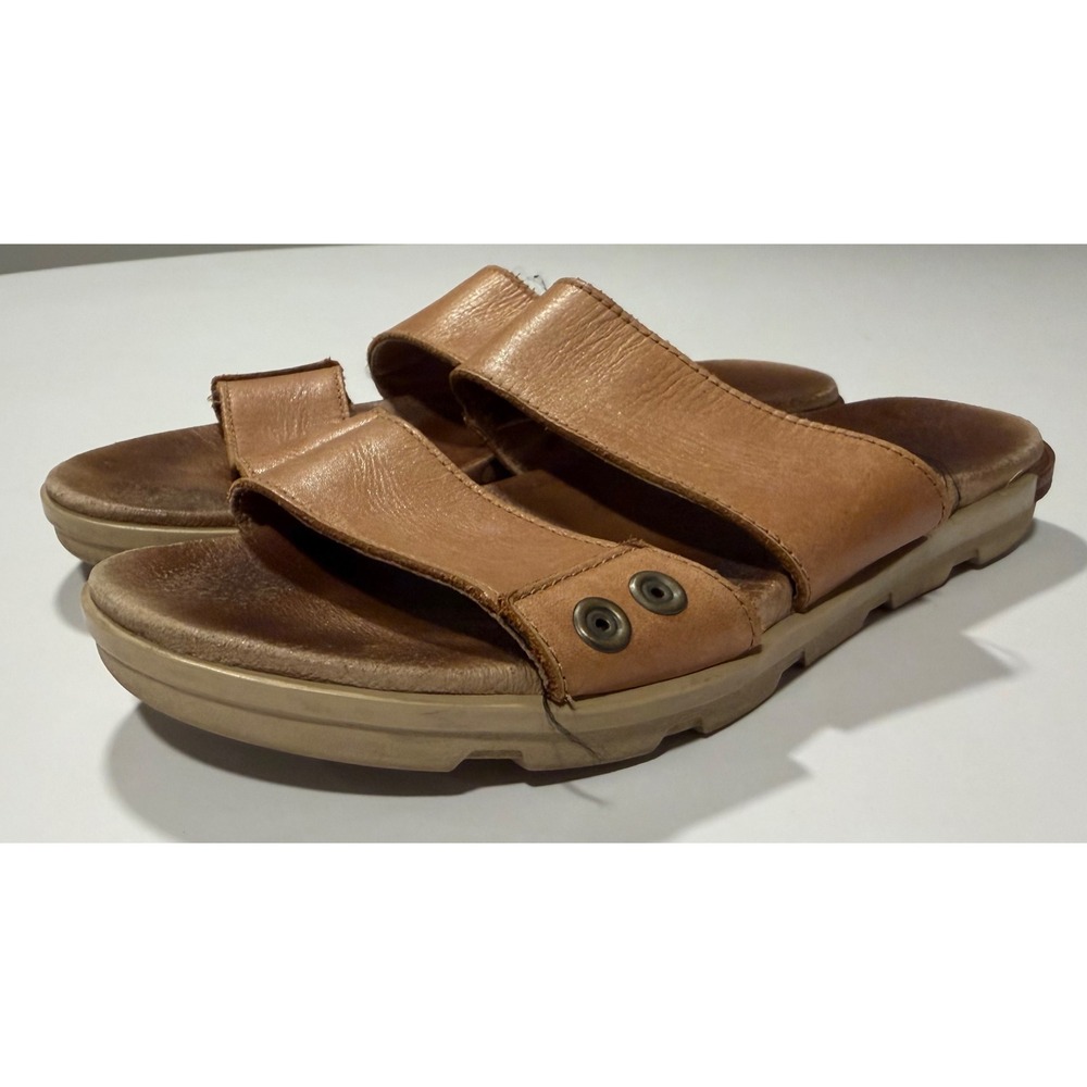 Sorel Ella Slide Sandals Womens 8 Camel Brown Leather Slip On NL2937-224